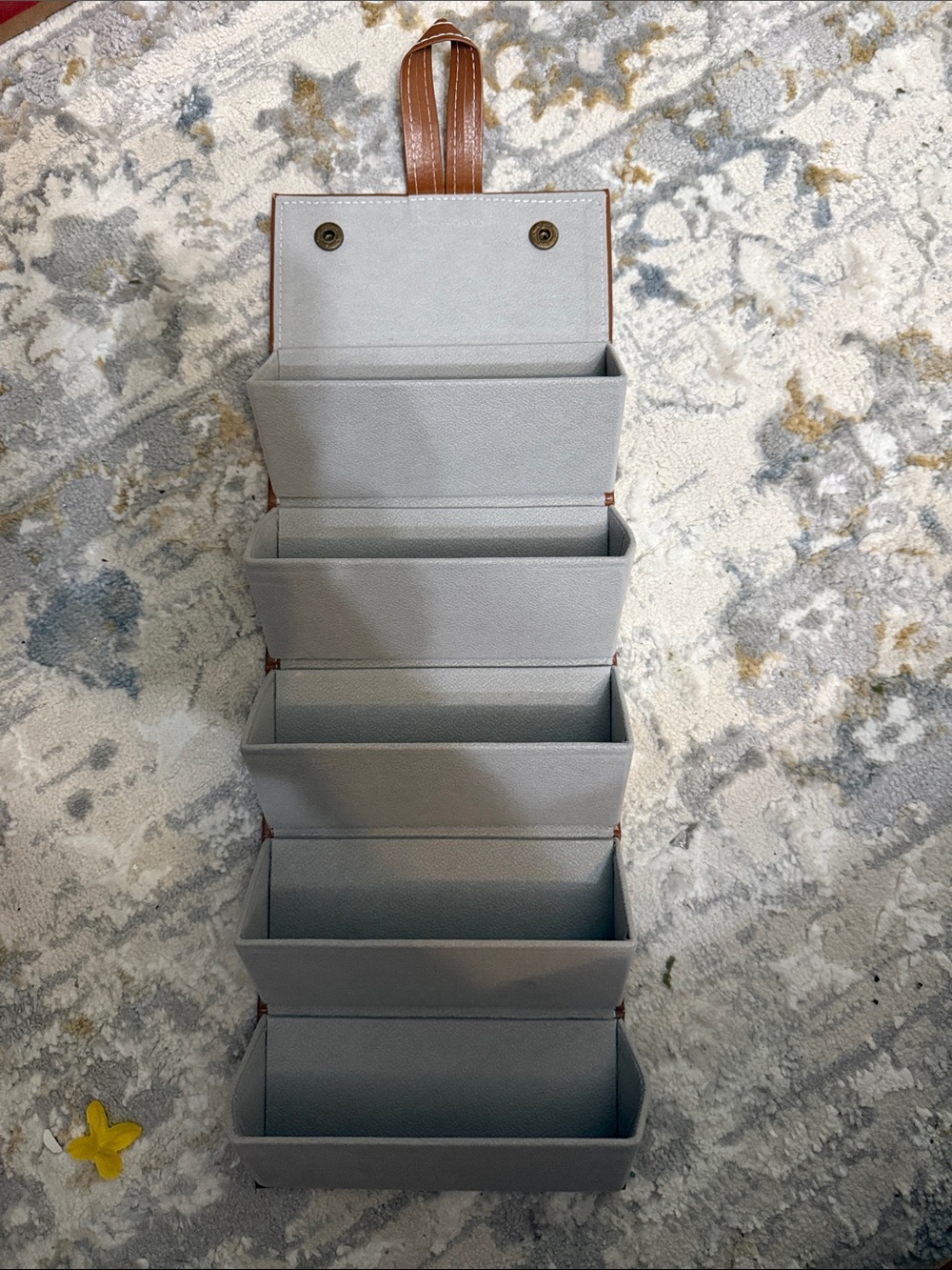 Gray glasses/sunglasses Hanging Storage Organizer with Brown Strap